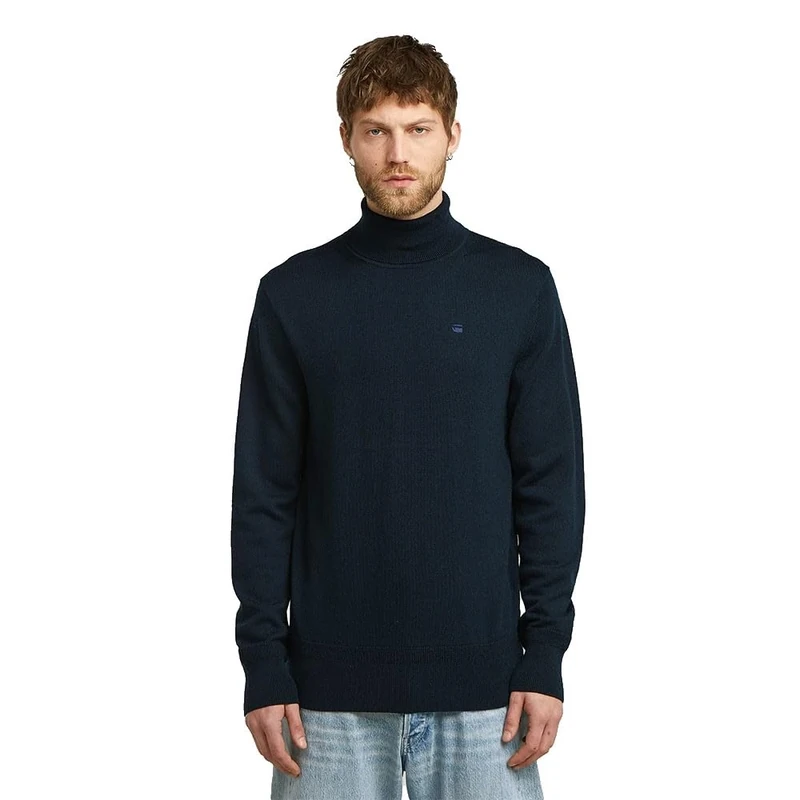 G-STAR Men's Premium Core Turtle Knit Sweater, Blue (Salute D27706-b692-c742), XL