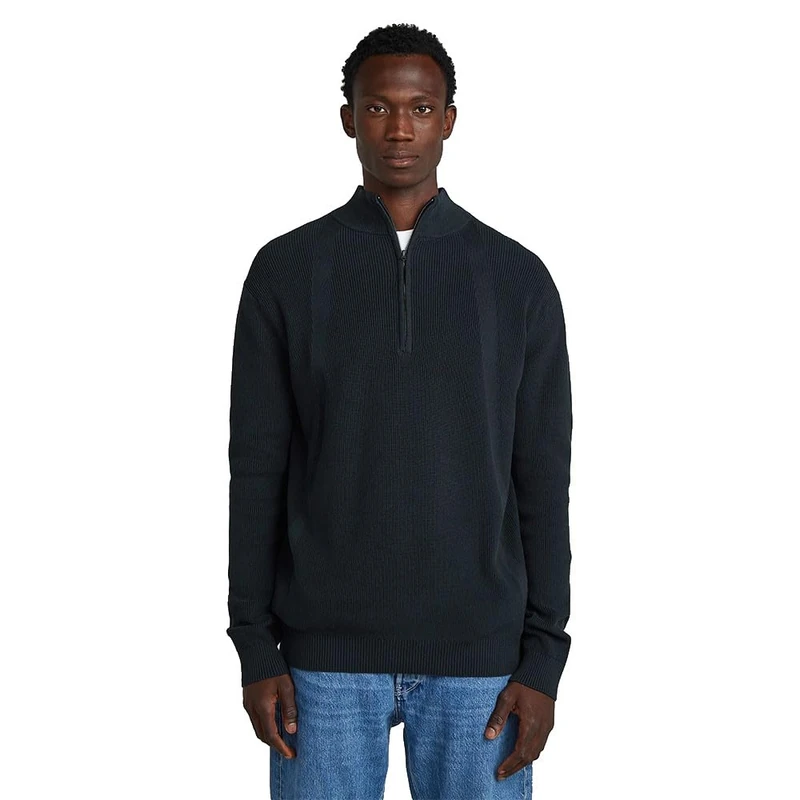 G-STAR Men's Structure Half Zip Knit Sweater, Blue (Salute D26726-c868-c742), L