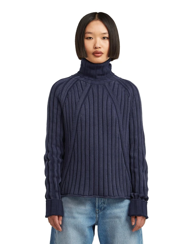 G-STAR Washed Loose Turtle Knit Women's, Blue (Osaka Blue Gd D27172-d630-h193), XXS