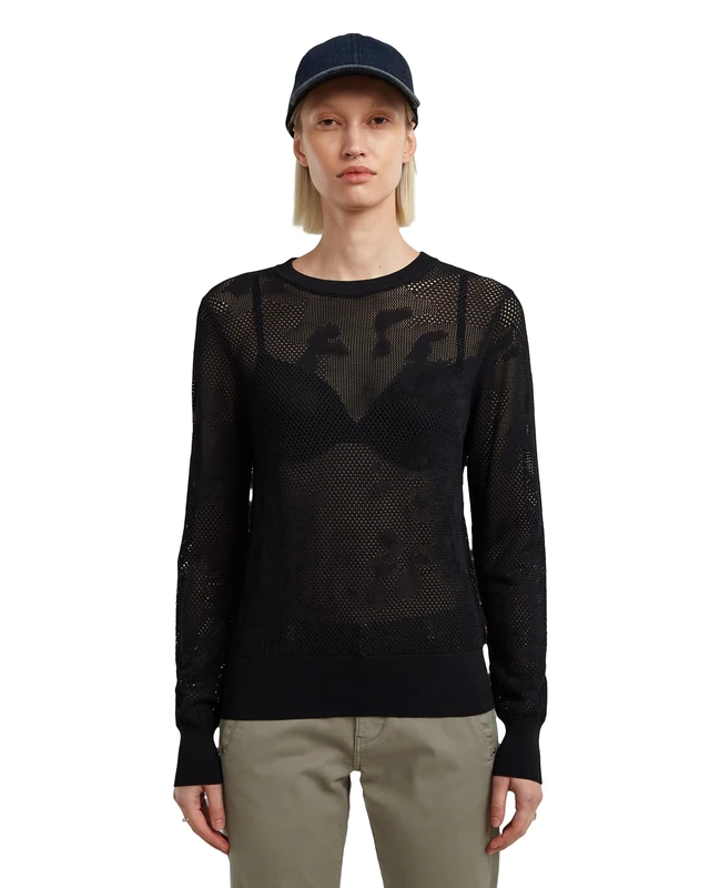 8719965012981 Pointelle Knit Wmn, Black (Dk Black D27724-b754-6484), S