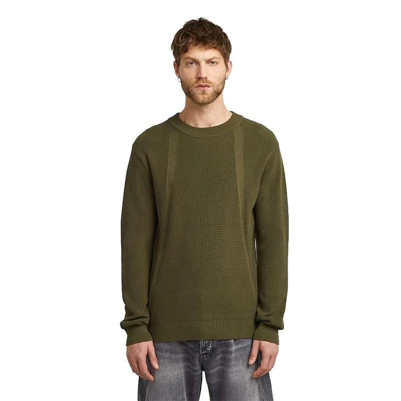 G-STAR Men's Structure R Knit Sweater, Green (Dark Olive D26781-c868-c744), XXL