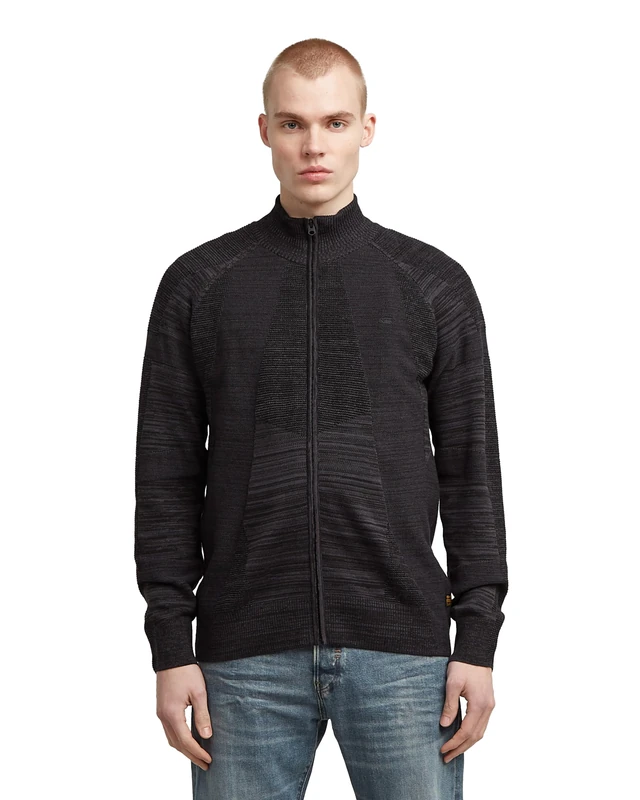 G-STAR Men's 3D Biker Full Zip Knit Sweater, Multicoloured (Dk Black/Asfalt D26778-c259-7242), XXL