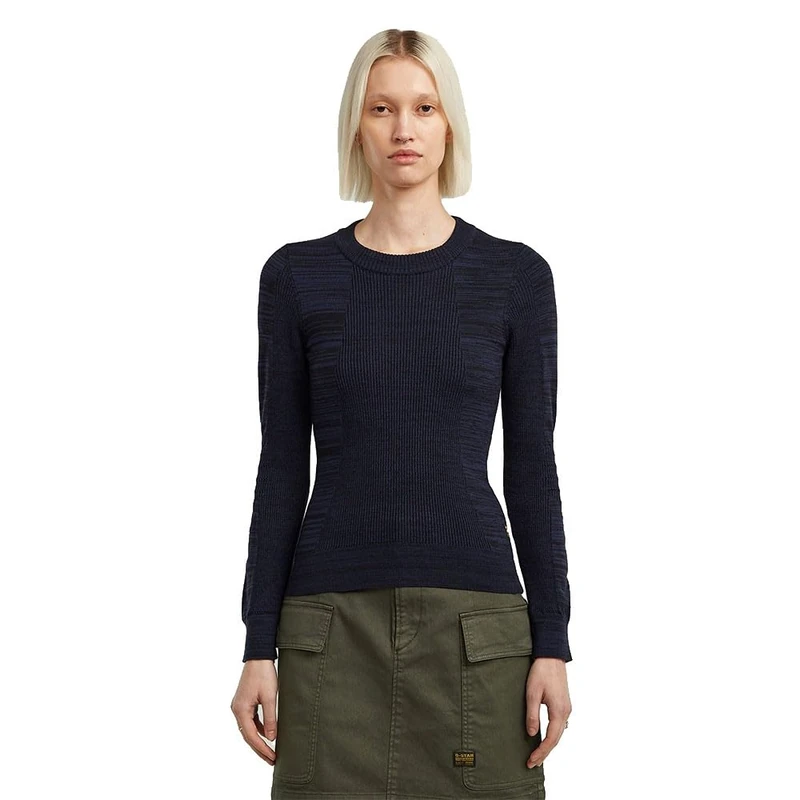 G-STAR 8719965012981 3D Biker Knit Slim R Knit Women's, Multicoloured (Dk Black/Osaka Blue D27170-c259-h705), S