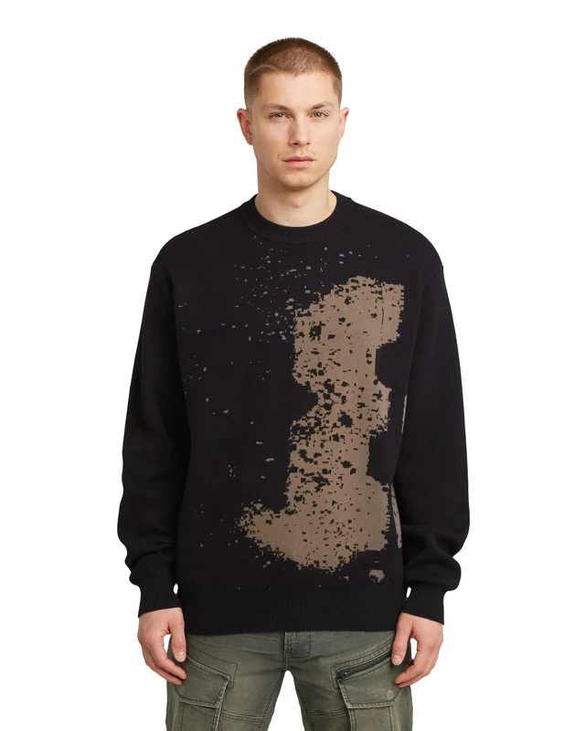 G-STAR Men's Sprayed 89 Gr Relaxed R Knit Sweater, Black (Dk Black D27772-d488-6484), XXL