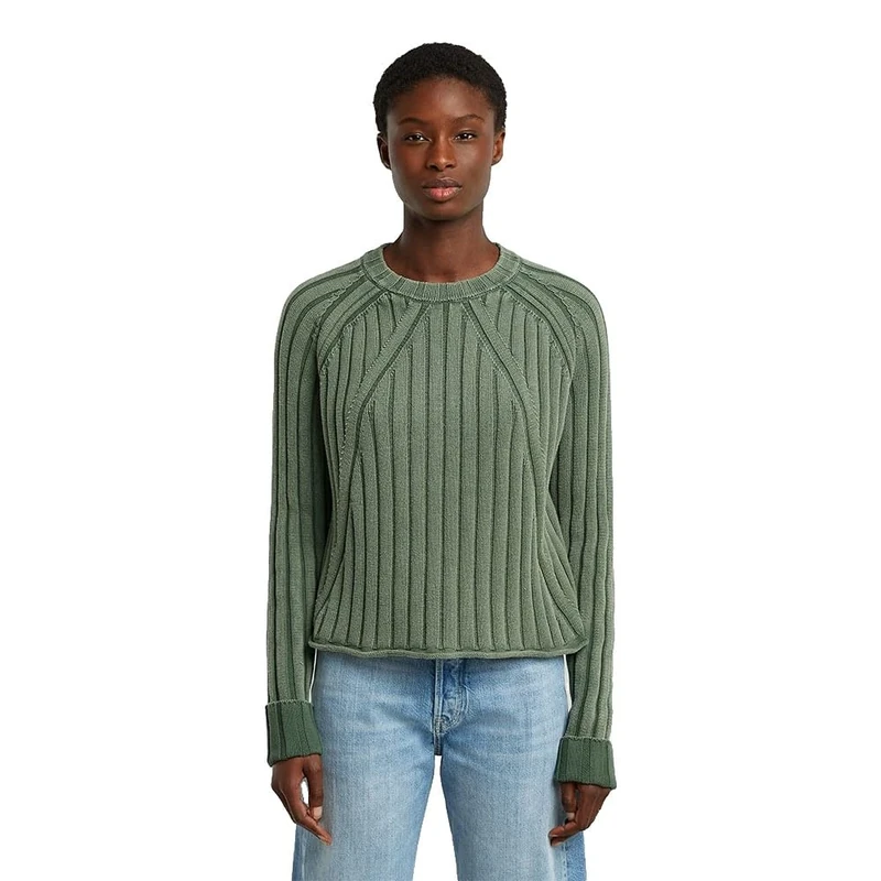 G-STAR Women's Washed Loose R Knit Wmn Sweater, Green (Granite Green Gd D27725-d630-h728), XL