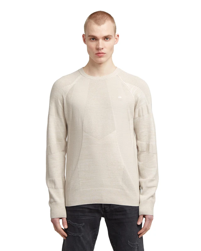 G-STAR Men's 3D Biker R Knit Sweater, Multicolour (Whitebait/Dk Brick D26777-c259-g908), XS
