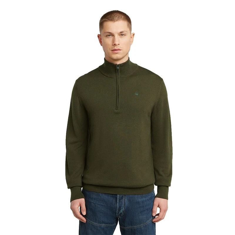 G-STAR Men's Premium Core Half Zip Knit Sweater, Grey (Asfalt D27710-b692-995), XL