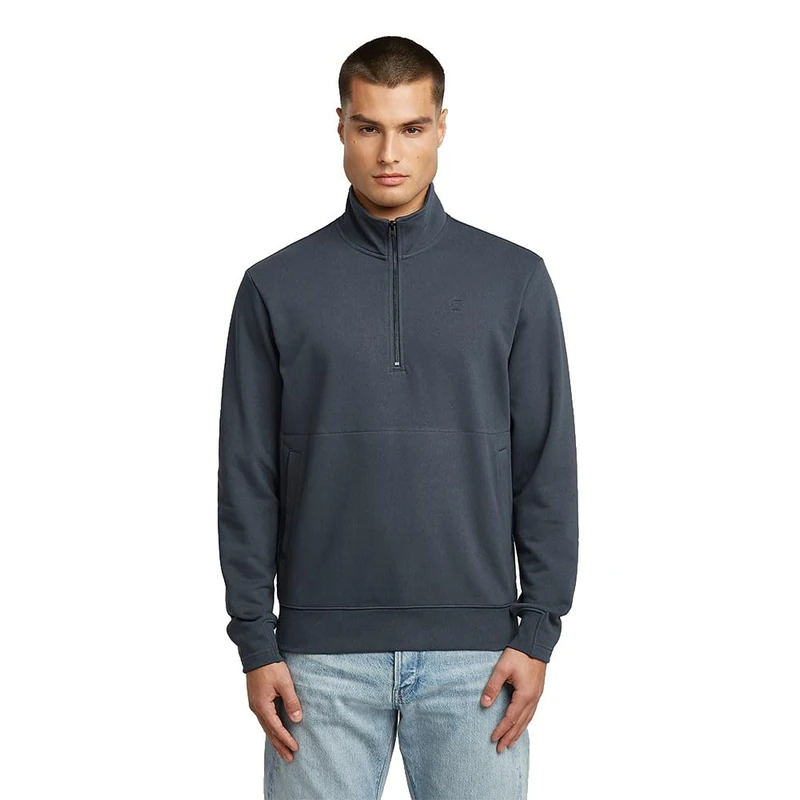 G-STAR Men's Nifous Half Zip Sweater, Blue (India Ink D26305-d566-h392), L
