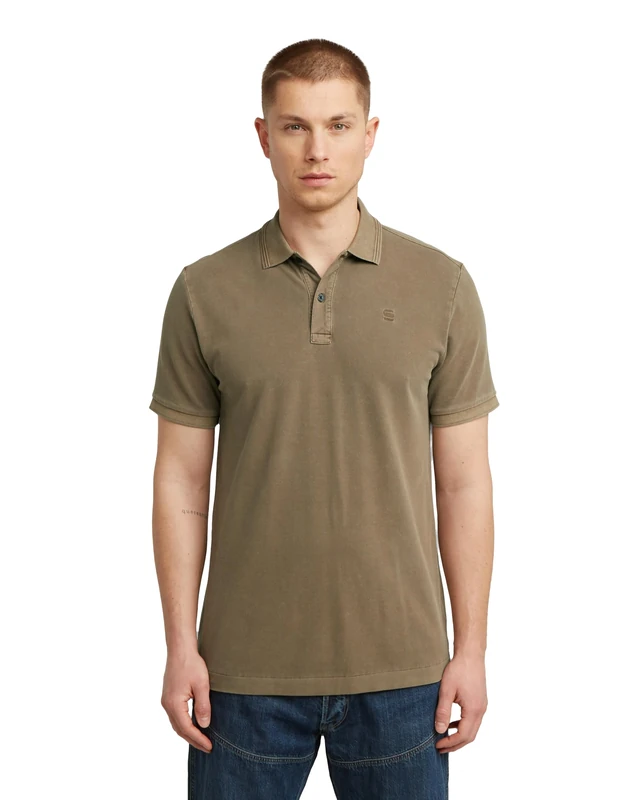G-STAR 8719965012981 Dunda Overdyed Slim Polo Shirt, Brown (Desert Palm Gd D11595-d756-h413), XL