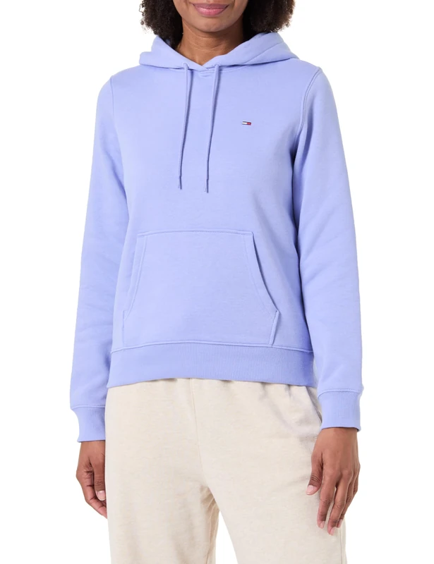 Tommy Jeans Women’s Regular Fit Flag Hoodie, Purple (Vintage Iris), XL