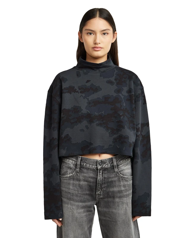 G-STAR 8719965012981 Oversized Cropped Turtle SW WMN, Multicoloured (India Ink Forest Camo D27169-e150-h530), XL