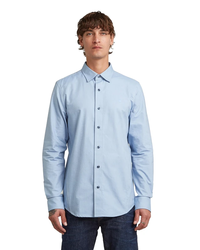 G-STAR Uniform Slim Shirt, Deep Wave/White Oxford D25176-c895-d858, XL