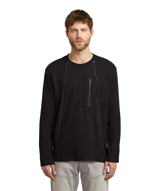 G-STAR Men's Tweeter A Line Pkt R T Ls T-Shirt, Black (Dk Black D26827-e164-6484), XL