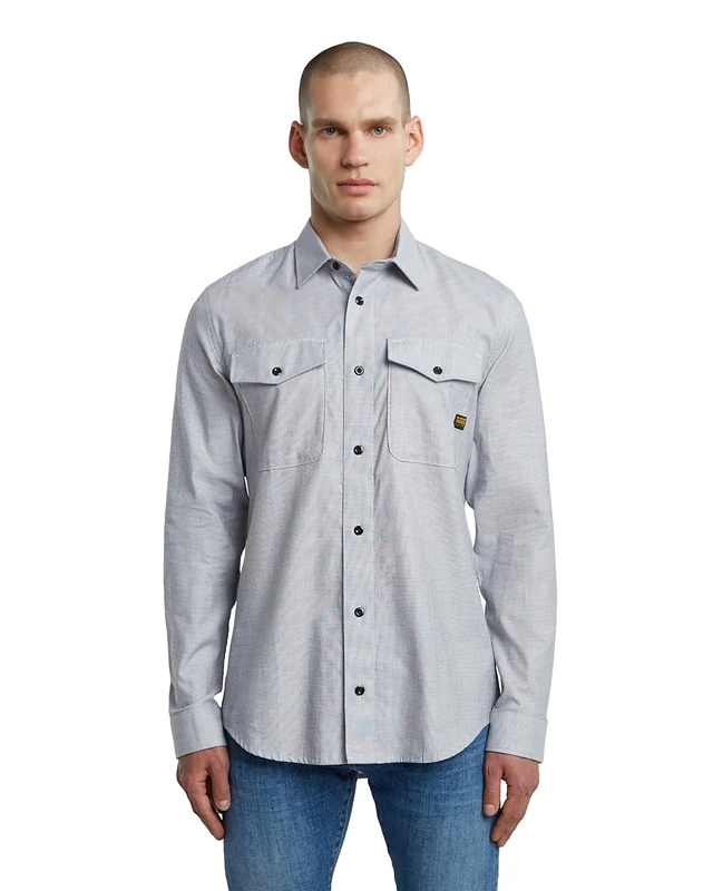 Navy Slim Shirt, Multicoloured (Salute/White Oxford D24963-c290-h511), XL