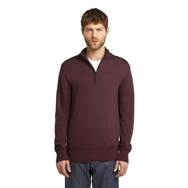 G-STAR 8719965012981 Premium core Half Zip Knit, Red (Maroon D27710-b692-671), XS