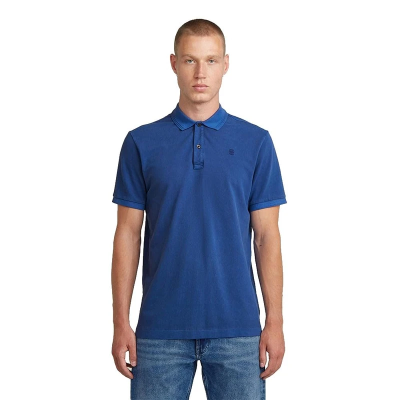 G-STAR 8719965012981 Dunda Overdyed Slim Polo Shirt, Racing Blue Gd D11595-d756-h739, S