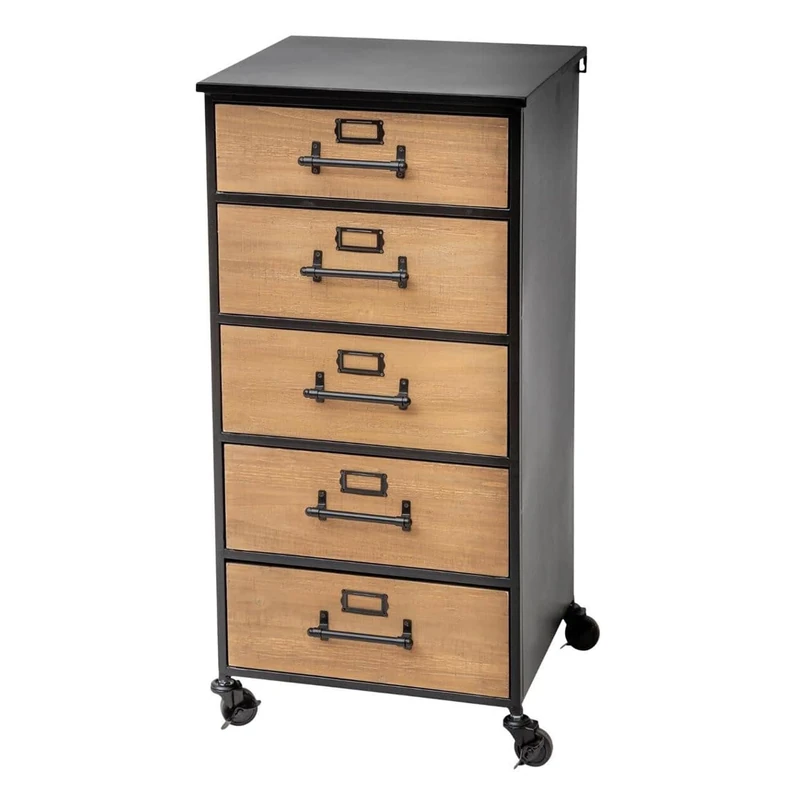 WELL HOME Retro Metal and Wood Decoration File Storage Chest - Image 1