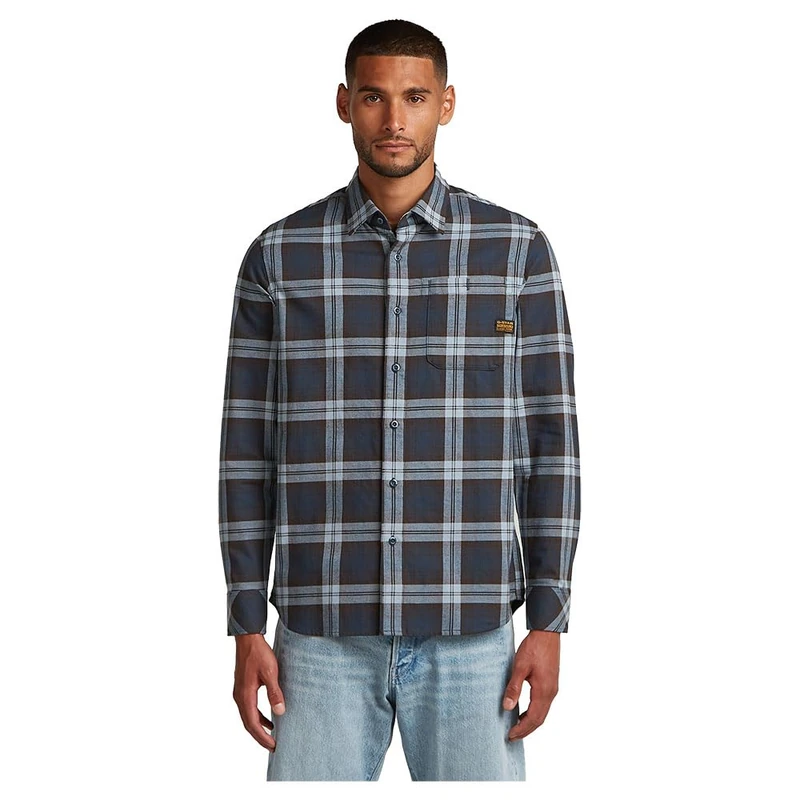G-STAR Men's Bristum 2.0 Slim Shirt, Ash Blue Toby Check D23553-d748-h522, M