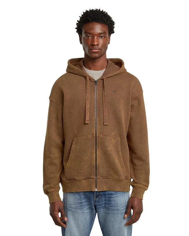 G-STAR 8719965012981 Washed Loose Full Zip HDD Black, Brown (Potting Soil Smokey Gd D27084-d575-h591), XL