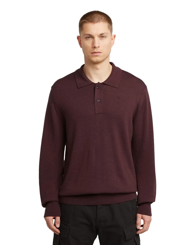 G-STAR Men's Premium Core Dunda Polo Knit Ls Shirt, Red (Maroon D27707-b692-671), XL