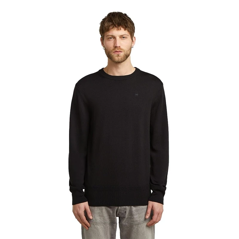 G-STAR Men's Premium Core R Knit Sweater, Black (Dk Black D27686-b692-6484), XS