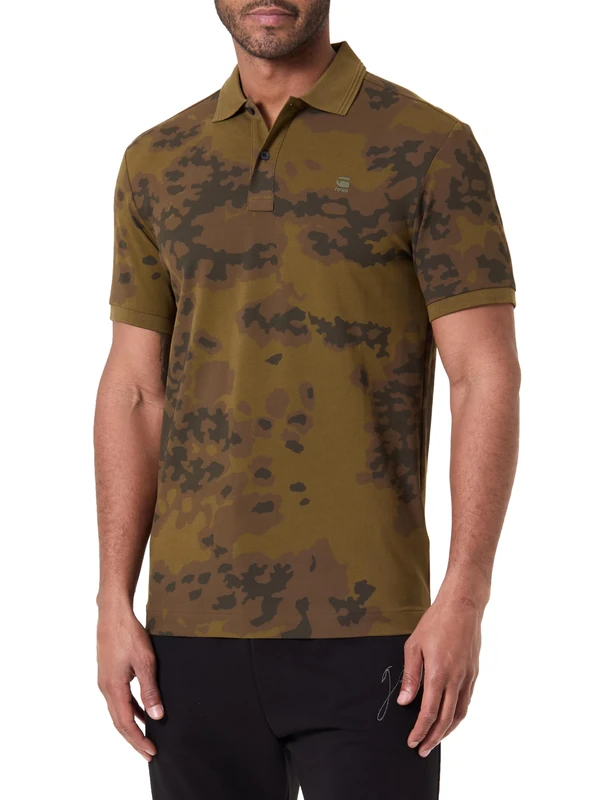 G-STAR 8719965012981 Dunda Slim ao Polo SS, Multicoloured (Dark Olive Forest Camo D27035-c335-h518), S