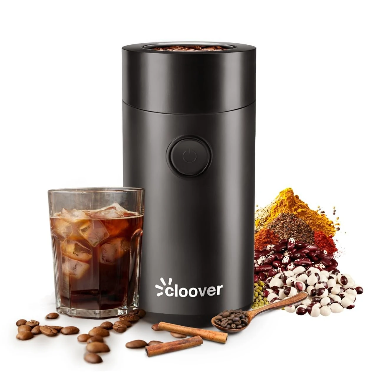 Cloover Coffee Grinder Electric Press for 20S to Enjoy 60g Capacity Manual Press Grinder with Safe 304 Stainless Steel Blades, Fast Grinding for Coffee Beans, Pepper, Grain, Spice, Nuts
