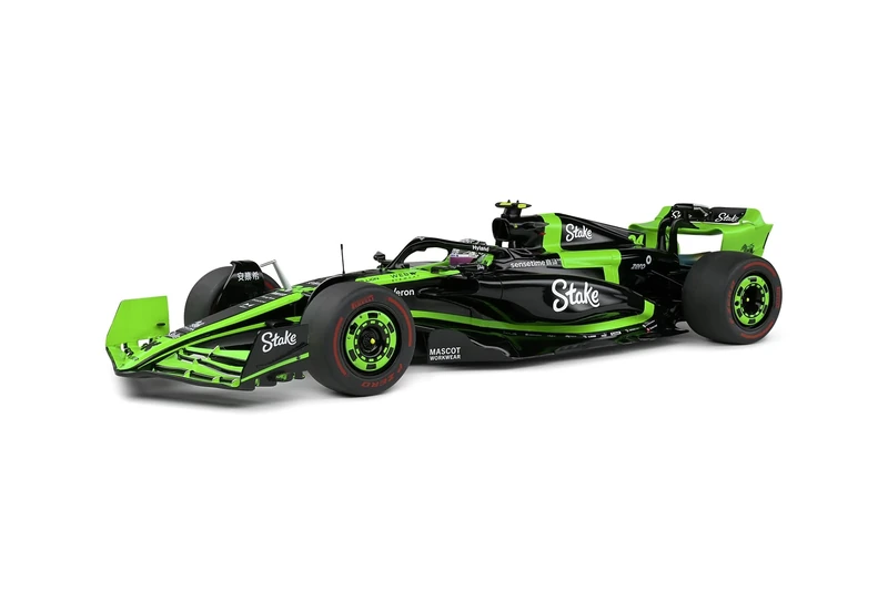 Solido 1:18 Model Car - Kick Clean F1 Team C44 Zhou Guanyu Bahrain GP 2024 Formula 1 Racing Car - Image 1