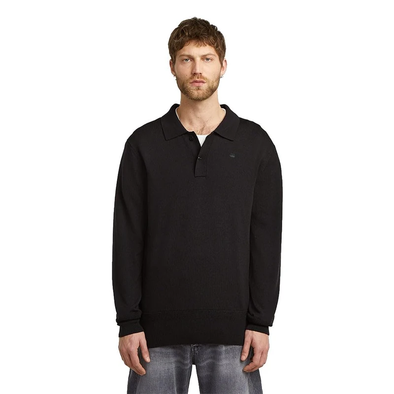 G-STAR Men's Premium Core Dunda Polo Knit Ls Shirt, Black (Dk Black D27707-b692-6484), XXL - Image 1