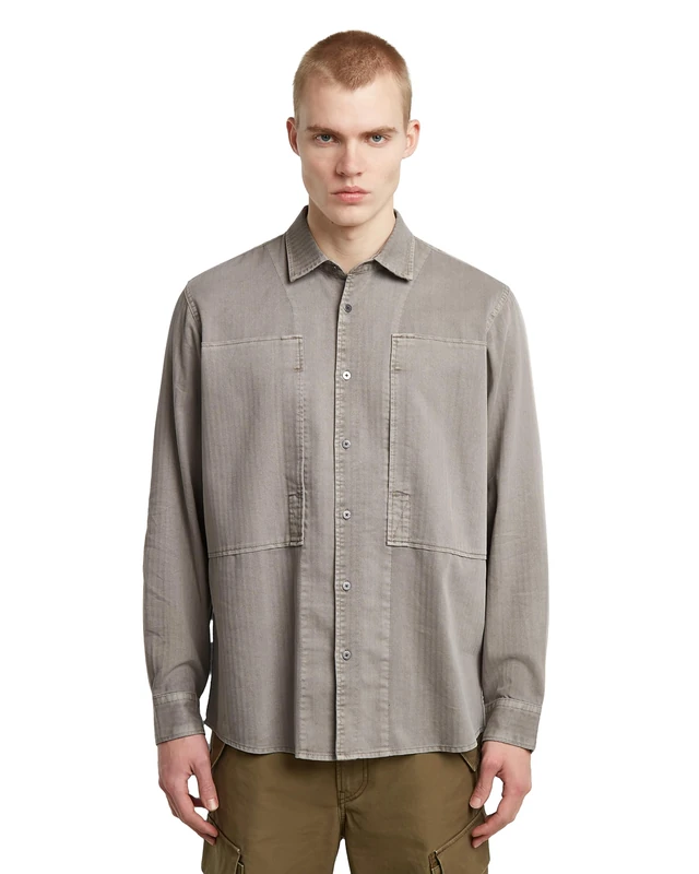 G-STAR Men's Panelled Pkt Regular Shirt Ls, Beige (Elephant Skin Gd D26858-e075-g107), XS