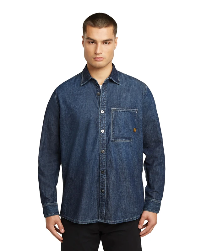 G-STAR Men's Regular 1-pkt Shirt Ls, Multicolour (Worn in Eclipse D27083-d539-h494), L