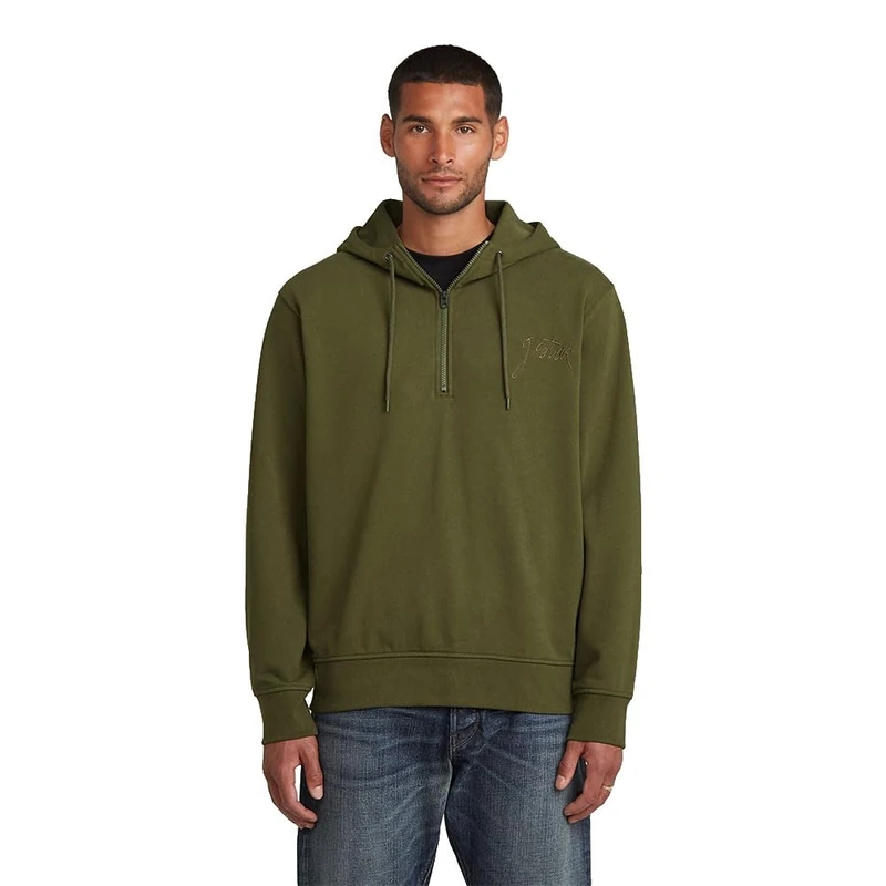 G-STAR 8719965012981 Script Half Zip HDD Black, Green (Shadow Olive D27763-d566-b230), L