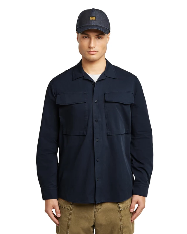 G-STAR Men's Cargo Pocket Regular Shirt Ls, Blue (Salute D26942-e077-c742), M