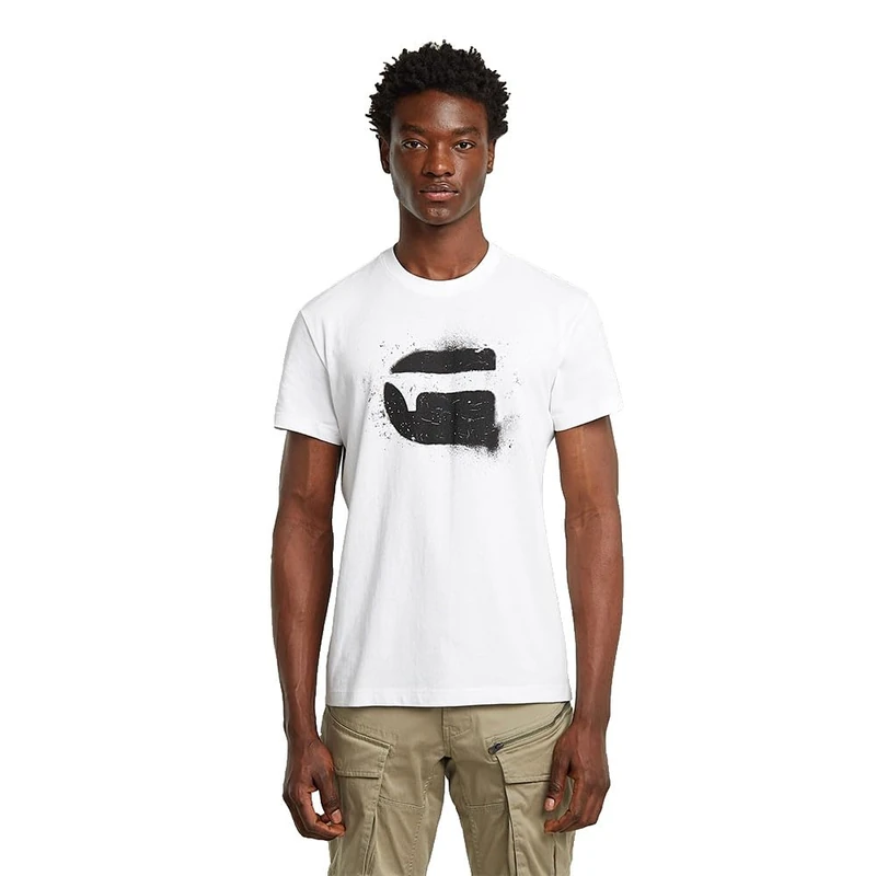 G-STAR Men's Spray G Logo R T T-Shirt, White (White D26833-d101-110), XL
