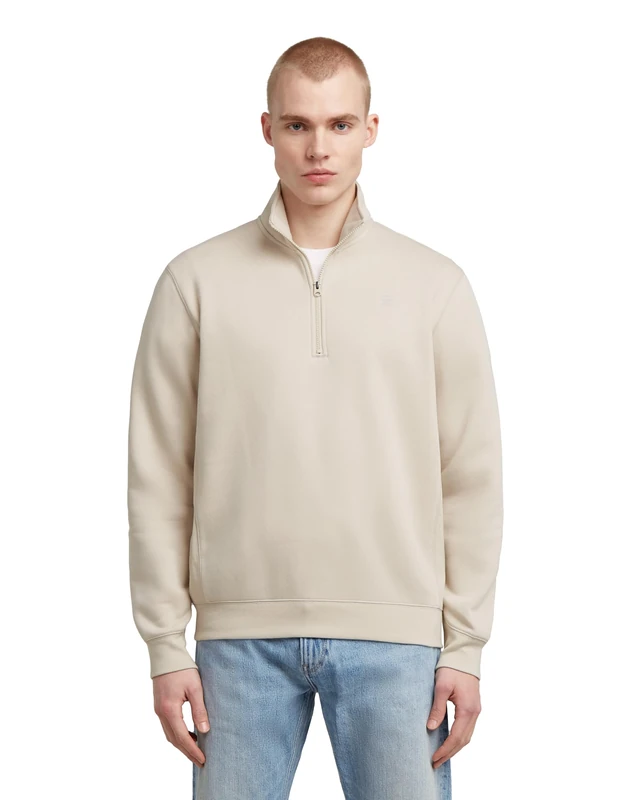 G-STAR Men's Premium Core Half Zip Sweater, White (Whitebait D26459-c235-1603), M