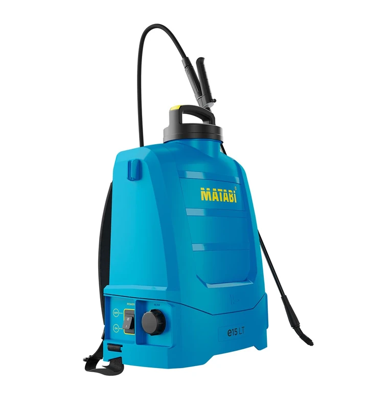 MATABI e15 LT Electric Sprayer - Removable Li-ION Battery - Up to 150L Battery Life - Compact and Lightweight Design - Padded Straps - Ergonomic Tank - Nozzles Included - Made in EU