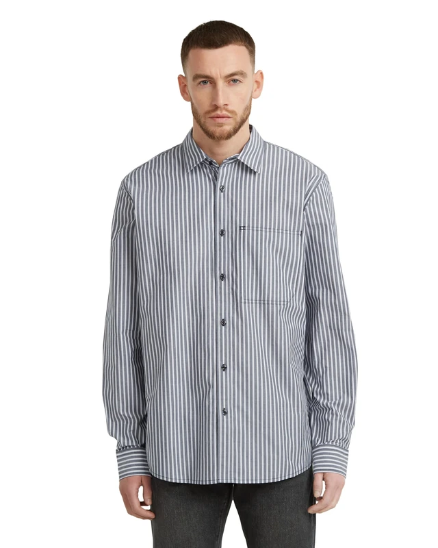 G-STAR Men's One Pkt Regular Shirt Ls, Salute Micro Stripe D28117-e067-h576, S