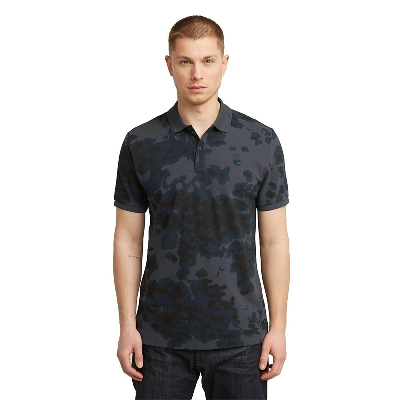 G-STAR Men's Dunda Slim Ao Polo Ss Shirt, Multicoloured (India Ink Forest Camo D27035-c335-h530), XL