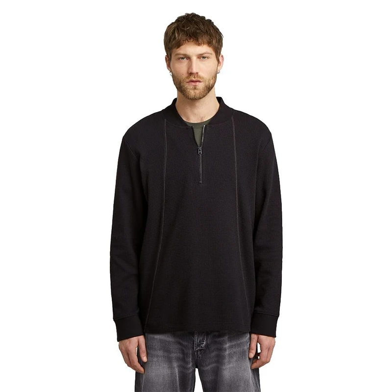 G-STAR Men's Tweeter A Line Half Zip R T Ls T-Shirt, Black (Dk Black D26828-e164-6484), XL