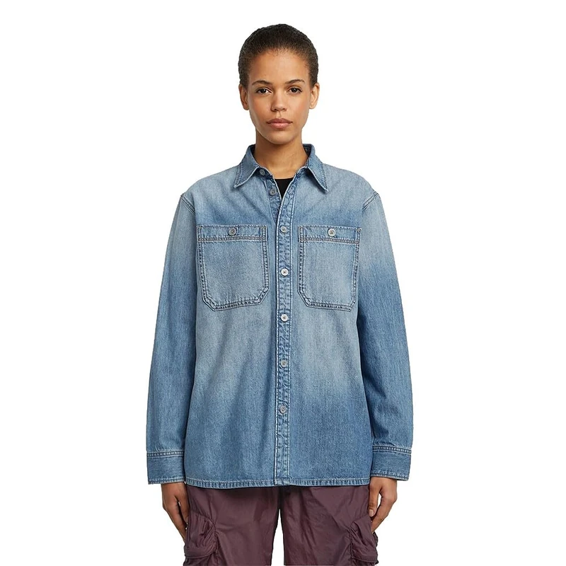 G-STAR Regular 2-pkt Shirt ls wmn, Blue (Sun Faded Thames D27697-d539-g341), XL