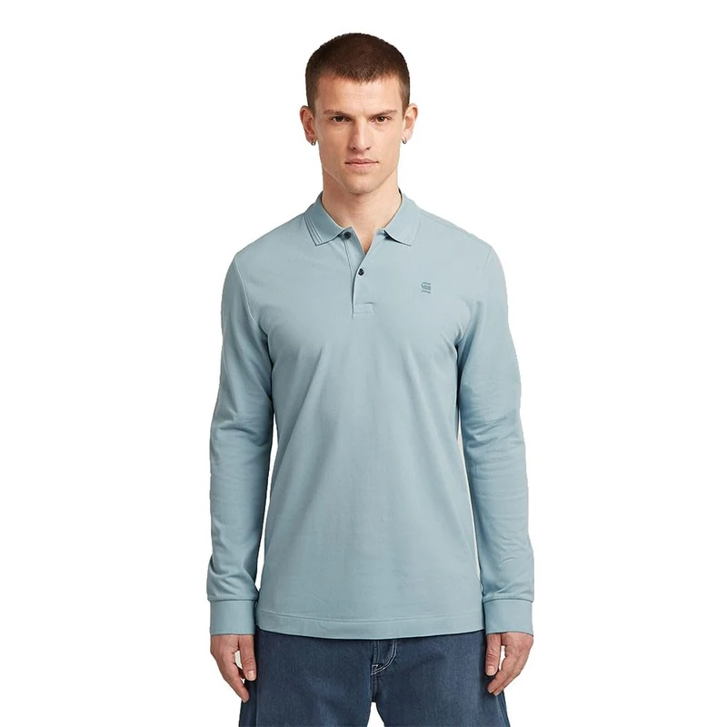 G-STAR Men's Dunda Slim Polo Ls Shirt, Blue (Ash Blue D27683-5864-5304), L
