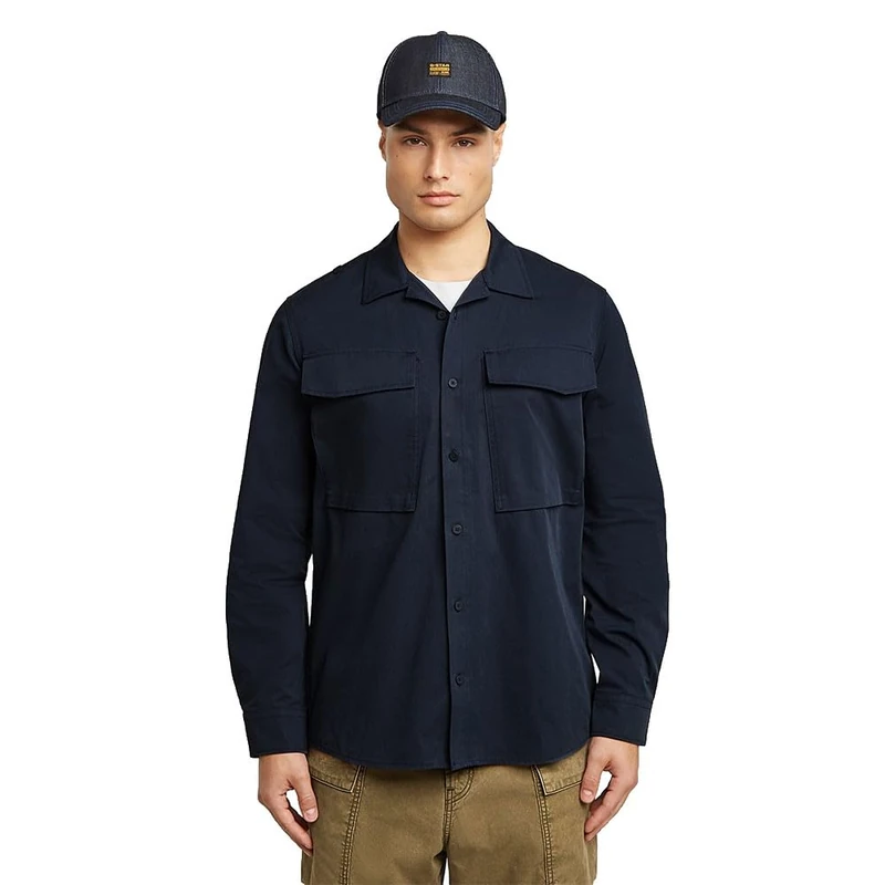 G-STAR Men's Cargo Pocket Regular Shirt Ls, Blue (Salute D26942-e077-c742), L