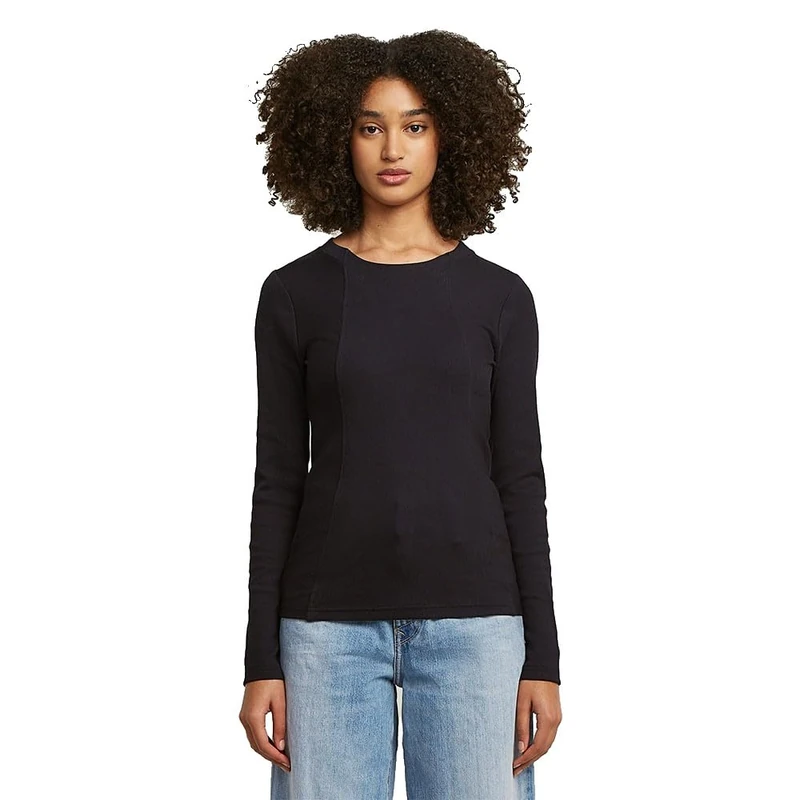 G-STAR A line Slim Rib r t ls wmn, Black (Dk Black D26903-e136-6484), XS