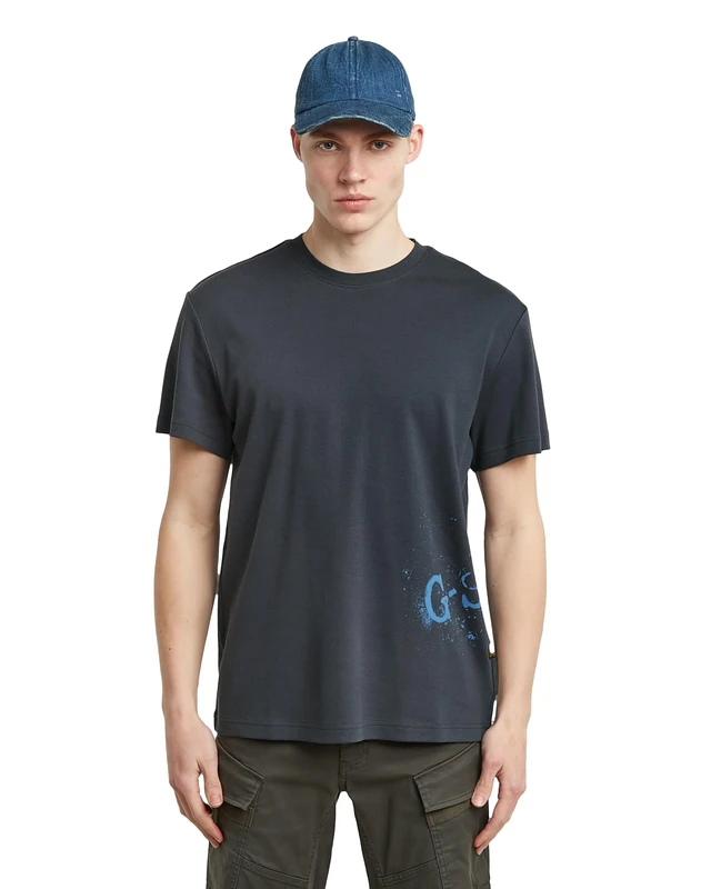 G-STAR Men's Sprayed Gr R T T-Shirt, Blue (India Ink D26819-d976-h392), XL