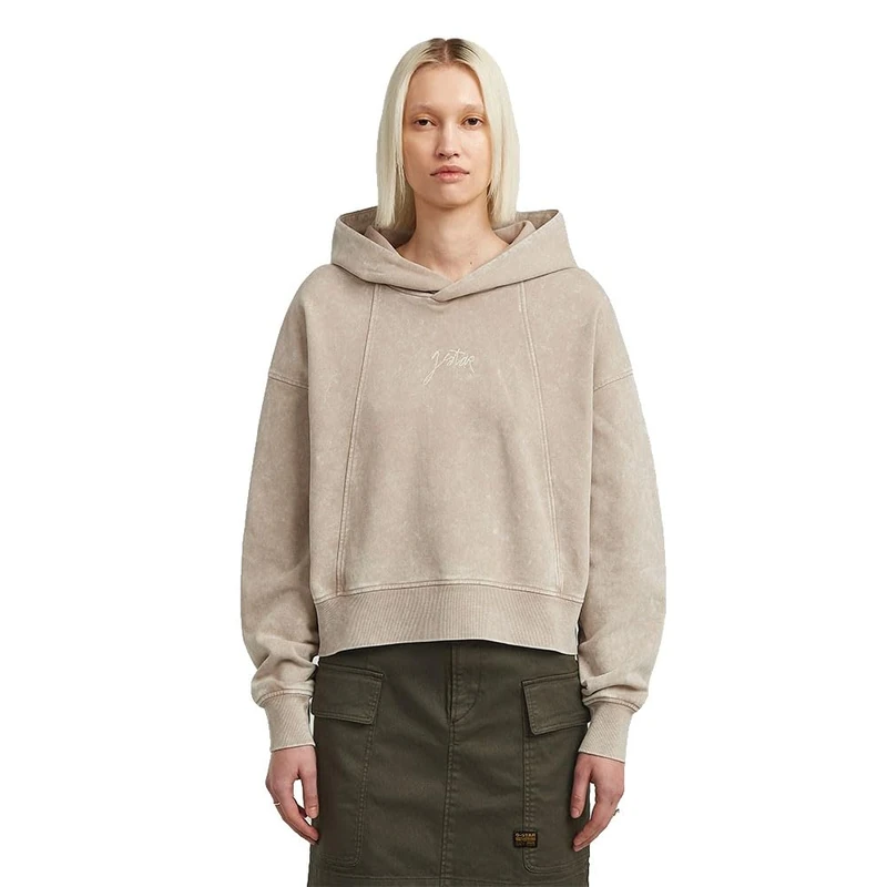 G-STAR Washed A Line Script Hoodie XS Beige