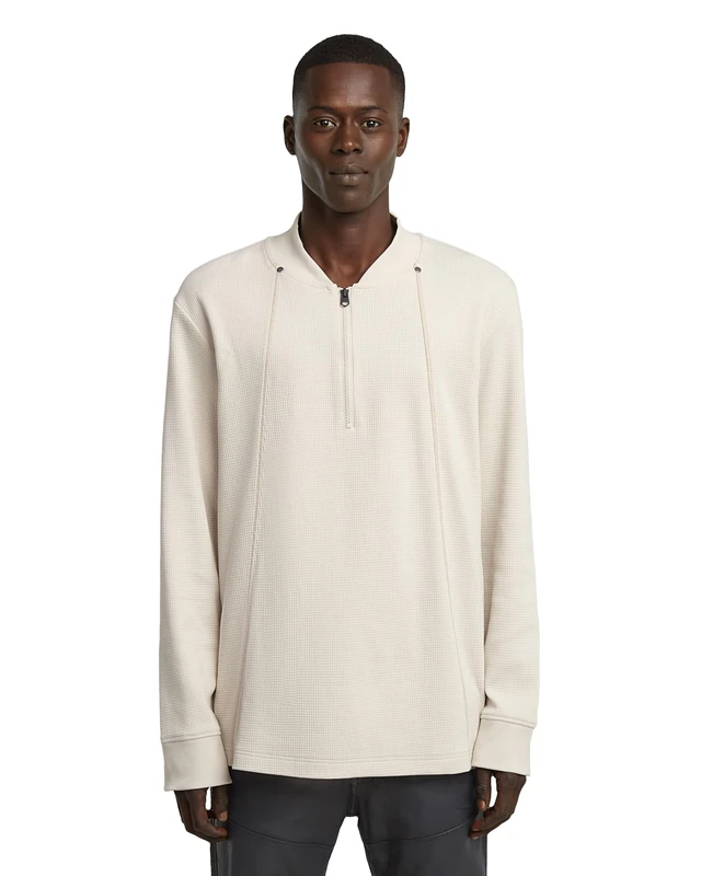G-STAR Men's Tweeter A Line Half Zip R T Ls T-Shirt, White (Whitebait D26828-e164-1603), L