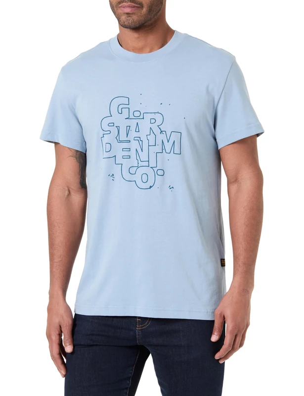 G-STAR 8719965012981 hd Print r t, Blue (Ash Blue D26824-d975-5304), L