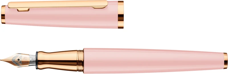 Otto Hutt design 06 Fountain Pen 018-18426 - Fountain Pen with High-Quality Rose Gold Coating and Shiny Surface in Pink - Nib Size M in 18 Carat Gold