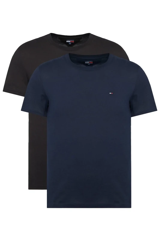 Tommy Jeans Mens TJM Xslim 2pack Jersey Tee Ext Dm0dm15381 S/S T-Shirt, Multi (Black/Dark Night Navy), 3XL Plus UK