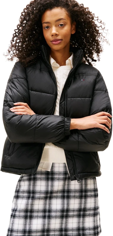Tommy Jeans Women's Tjw Pckbl Hood Ess Puffer Ext Dw0Dw21619 Jacket, Black (Black), L